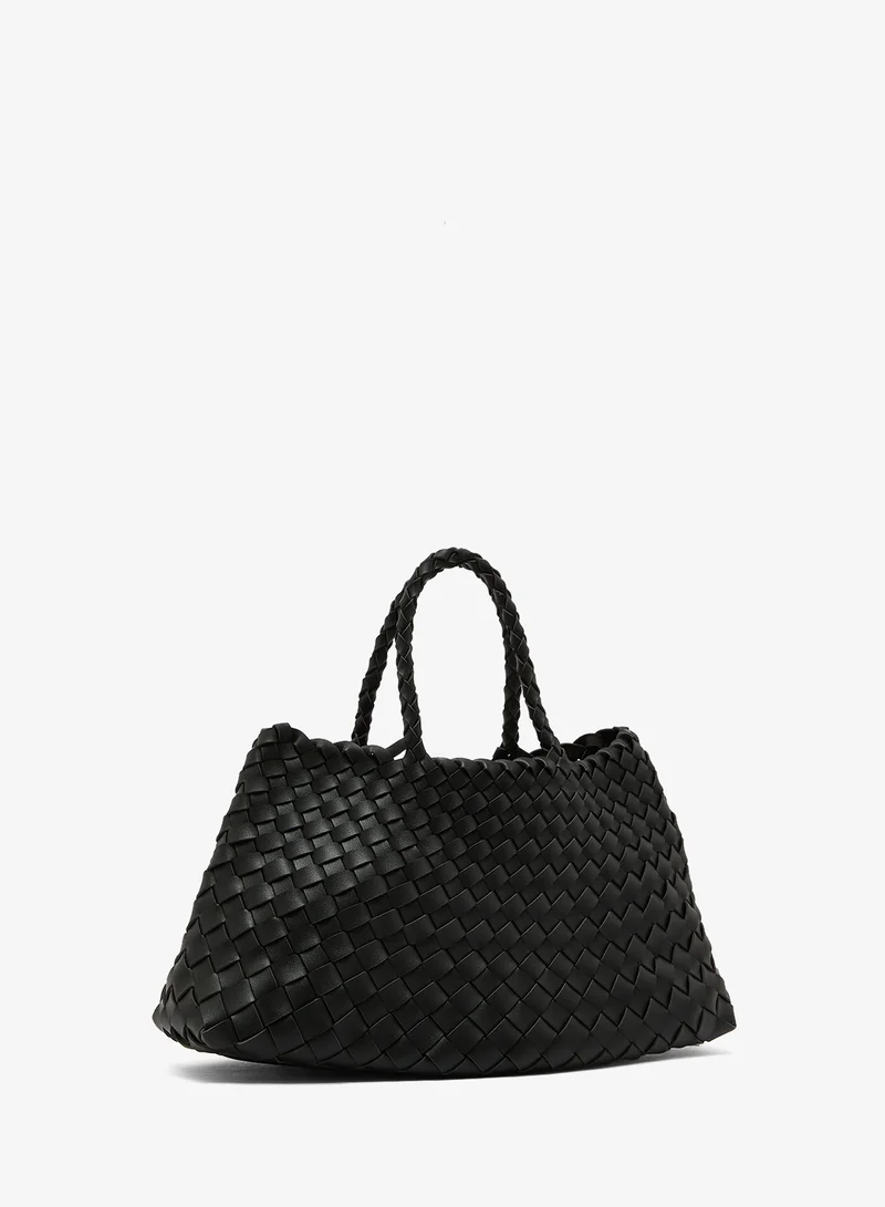 ELLA Woven Textured Detail Tote Bag